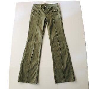 H&M Divided Twill Cargo Pants Khaki Green Boot Cut Pockets Women Size 4 W27 L32
